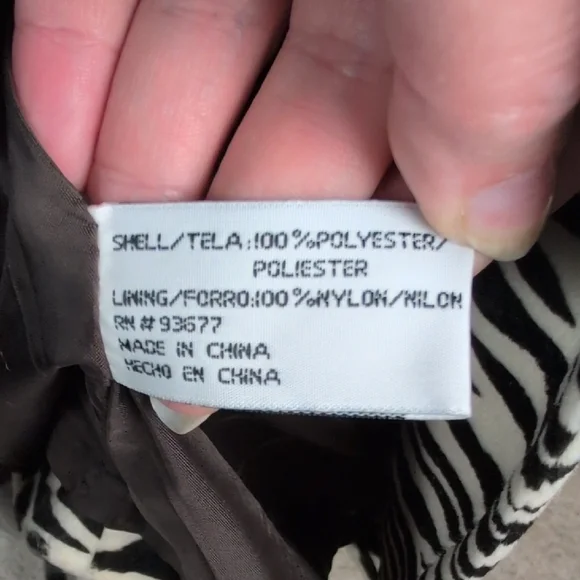 Mix It Black and Cream Animal Print Patterned Trench Coat New Large - Picture 10 of 12